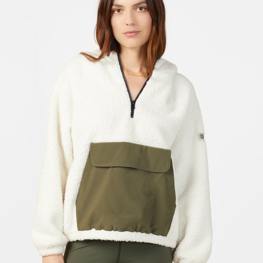 Outerknown Sherpa Half Zip Hoodie, Birch